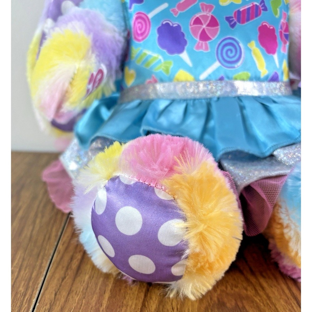 Build A Bear Rainbow Bunny Rabbit Pastel Polka Dot 2018 w/ Candy Tulle Dress - Picture 5 of 14